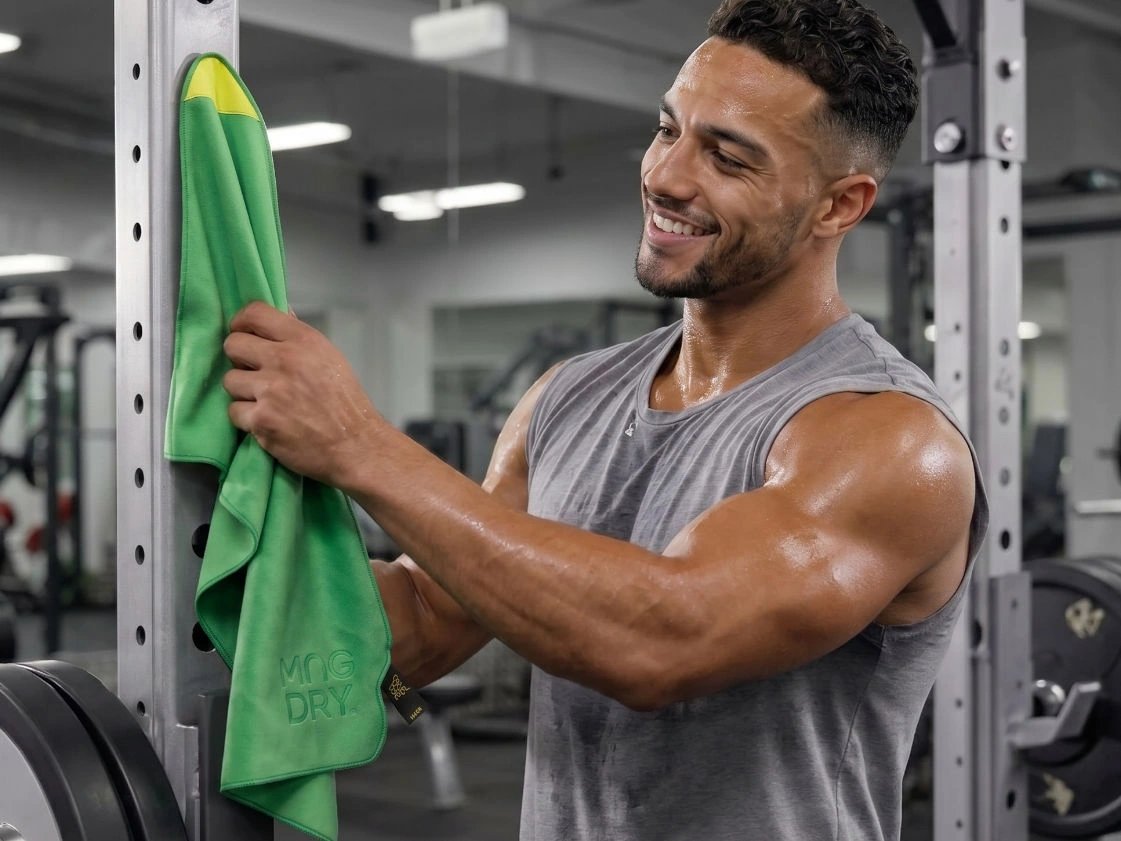 MAGDRY towel snapping onto a rack